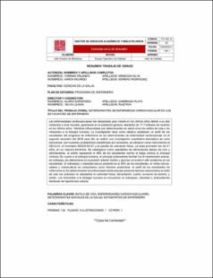 Portada Determinantes de enfermedad cardiovascular en los estudiantes de enfermería