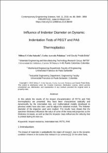 Portada Influence of indenter diameter on dynamic indentation tests of PEGT and PA6 thermoplastics