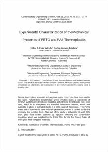 Portada Experimental characterization of the mechanical properties of PETG and PA6 thermoplastics