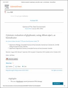Portada Cytotoxic evaluation of glyphosate, using Allium cepa L. as bioindicator