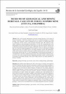 Portada Museums of geological and mining heritage. Case study for El Suspiro mine (Cúcuta, Colombia)