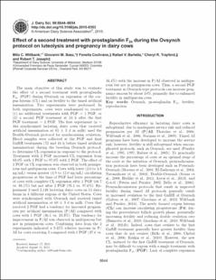 Portada Effect of a second treatment with prostaglandin F2α during the Ovsynch protocol on luteolysis and pregnancy in dairy cows