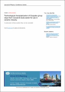 Portada Technological characterization of Guayabo group clays from Cúcuta-El Zulia sector for use in ceramic industry
