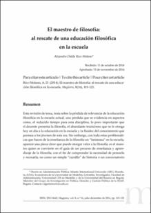 Portada El maestro de filosofía al rescate de una educación filosófica en la escuela