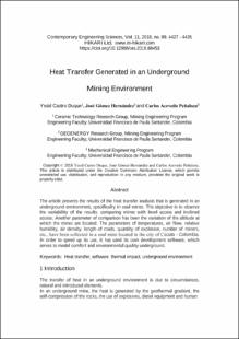 Portada Heat transfer generated in an underground mining environment