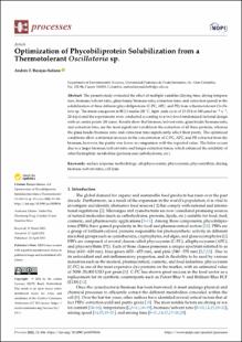 Portada Optimization of Phycobiliprotein Solubilization from a Thermotolerant Oscillatoria sp