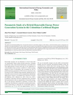 Portada Parametric Study of a Hybrid Renewable Energy Power Generation System in the Colombian Caribbean Region