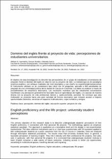 Portada Dominio del inglés frente al proyecto de vida: percepciones de estudiantes universitarios