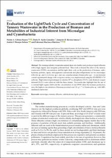 Portada Evaluation of the Light/Dark Cycle and Concentration of Tannery Wastewater in the Production of Biomass and Metabolites of Industrial Interest from Microalgae and Cyanobacteria