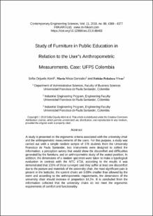 Portada Study of Furniture in Public Education in Relation to the User's Anthropometric Measurements. Case: UFPS Colombia