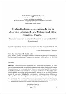 Portada Evaluación financiera ocasionada por la deserción estudiantil en la Universidad Libre Seccional Cúcuta