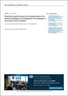 Portada Teaching physics through the implementation of a didactic strategy for the integration of knowledge in secondary school students