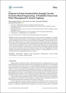 Portada Proposal to foster sustainability through circular economy based engineering: a profiteble chain from waste management to tunnel lighting
