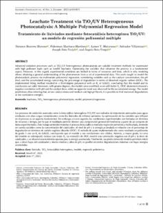 Portada Leachate Treatment via TiO2/UV Heterogeneous Photocatalysis: A Multiple Polynomial Regression Model