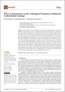 Portada Effect of Temperature on the Tribological Properties of Hafnium Carbonitrides Coatings