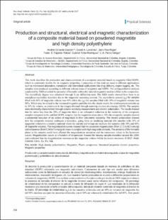 Portada Production and structural, electrical and magnetic characterization of a composite material based on powdered magnetite and high density polyethylene