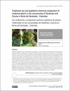 Portada Traditional use and qualitative chemical composition of medicinal plants in the communities of Sardinata and Cúcuta in Norte de Santander - Colombia