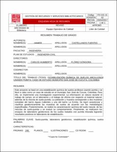 Portada Estabilización química de suelos arcillosos usando pumita: caso de estudio municipio san José de Cúcuta, Colombia