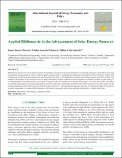 Portada Applied Bibliometric in the Advancement of Solar Energy Research