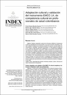 Portada Adaptación cultural y validación del instrumento EMCC-14, de competencia cultural en profesionales de salud colombianos