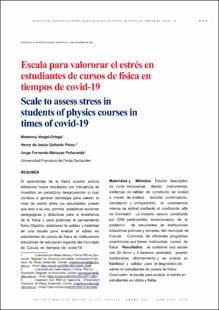 Portada Escala para valororar el estrés en estudiantes de cursos de física en tiempos de covid-19