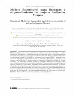 Portada Modelo estructural para liderazgo y emprendimiento de mujeres indígenas Yukpas