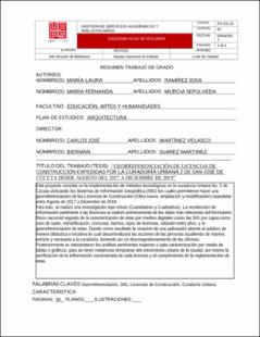 Portada Georreferenciación de licencias de construcción expedidas por la curaduría urbana 2 de san José de Cúcuta desde agosto del 2017 a diciembre de 2019.