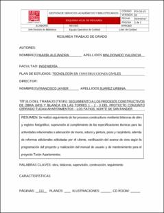 Portada Seguimiento a los procesos constructivos de obra gris y blanca en las torres 1 - 2 - 3 del proyecto conjunto cerrado tucán apartamentos - los Patios, Norte de Santander.