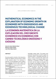 Portada Mathematical economics in the explanation of economic growth in economies with endogenous and exogenous technological change