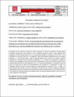 Portada Evaluación de los niveles de glucosa en sangre en juveniles de cachama blanca (piaractus brachypomus) como respuesta al uso de diferentes fuentes de cereales en la dieta