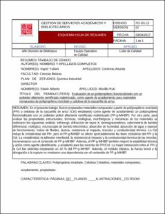 Portada Evaluación de un polipropileno funcionalizado con un poliéster altamente ramificado maleinizado, como agente de acoplamiento para materiales compuestos de polipropileno reciclado y celulosa de la cascarilla de arroz