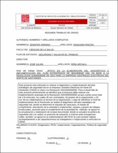 Portada Apoyo en la elaboración del diagnóstico e implementación del plan estratégico de seguridad vial en base a la resolución 20223040040595 de 2022 para la empresa centrales eléctricas del Norte de Santander (cens)