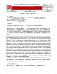 Portada Fortalecimiento de las acciones de promoción y prevención, y de atención de las deficiencias nutricionales de niños y niñas menores de 5 años de edad usuarios de la unidad básica de atención comuneros durante el i semestre del 2023