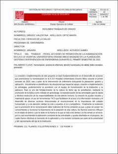 Portada Acciones de promoción de la humanización en la e.s.e Hospital Universitario Erasmo Meoz basadas en la planeación, gestión e intervención de enfermería durante el primer semestre de 2023.