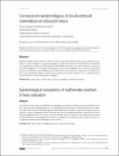 Portada Concepciones epistemológicas de los docentes de matemáticas en educación básica