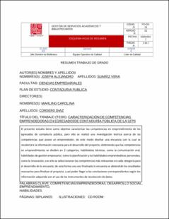 Portada Caracterización de las competencias en emprendimiento de los egresados de contaduría pública de la universidad Francisco de Paula Santander