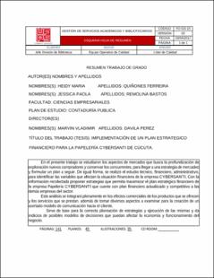 Portada Implementación de un plan estratégico financiero para la papelería cybersanti Cúcuta