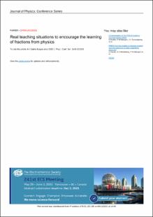 Portada Real teaching situations to encourage the learning of fractions from physics