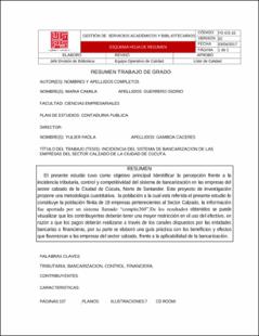 Portada Incidencia del sistema de bancarización en las empresas del sector calzado de la ciudad de Cúcuta