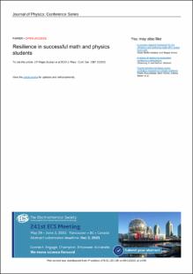 Portada Resilience in successful math and physics students