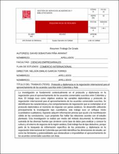 Portada Protocolo y diplomacia en la negociación internacional para el aprovechamiento de los acuerdos suscritos entre Colombia y Asia