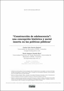 Portada “Construcción de adolescencia”: una concepción histórica y social inserta en las políticas públicas