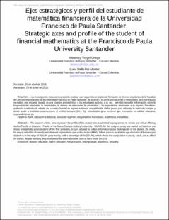 Portada Ejes estratégicos y perfil del estudiante de matemática financiera de la Universidad Francisco de Paula Santander.