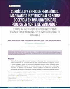 Portada Currículo y enfoque pedagógico: imaginarios institucionales sobre docencia en una universidad pública en Norte de Santander