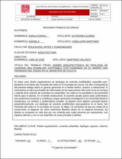 Portada Diseño arquitectónico de tipología de vivienda multifamiliar sostenible post-pandemia en el barrio San Fernando del rodeo en el municipio de Cúcuta