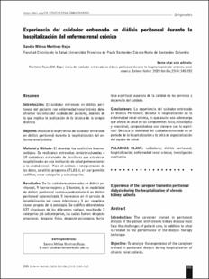 Portada Experiencia del cuidador entrenado en diálisis peritoneal durante la hospitalización del enfermo renal crónico