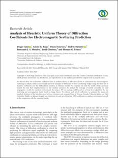 Portada Analysis of heuristic uniform theory of diffraction coefficients for electromagnetic scattering prediction