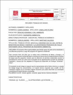 Portada Apoyo al convenio ggc-521-2021, entre el ministerio de minas y energía y la Universidad Francisco de Paula Santander con el programa de ingeniería ambiental