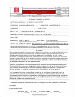 Portada Influencia de la inteligencia emocional en el rendimiento académico de estudiantes de primer grado primaria