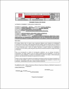 Portada La música cómo experiencia didáctica para fortalecer la habilidad comunicativa en la institución educativa colegio Eustorgio colmenares baptista con niños y niñas de transición